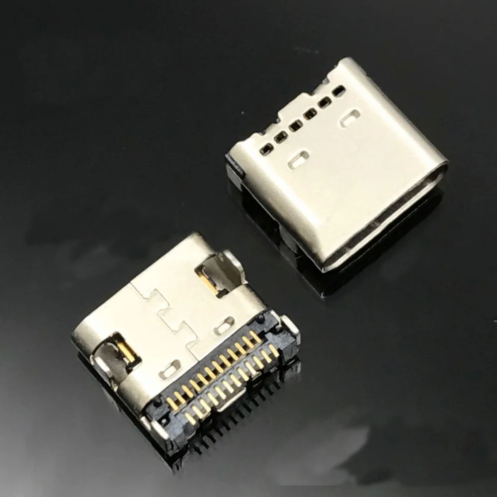 100 шт. Разъемы USB 3 1 типа C 24 контакта розетка под прямым углом PCB SMT двухрядная Tab