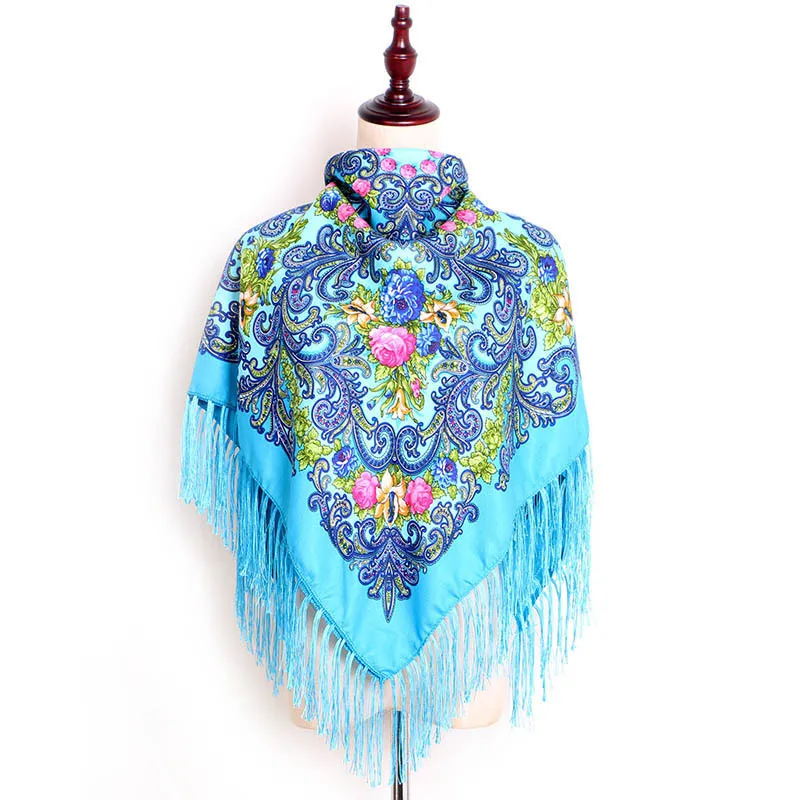 

2019 Fashion Spring And Autumn Cotton Printed Square winter Scarf of Women Tassel Scarf High Quality