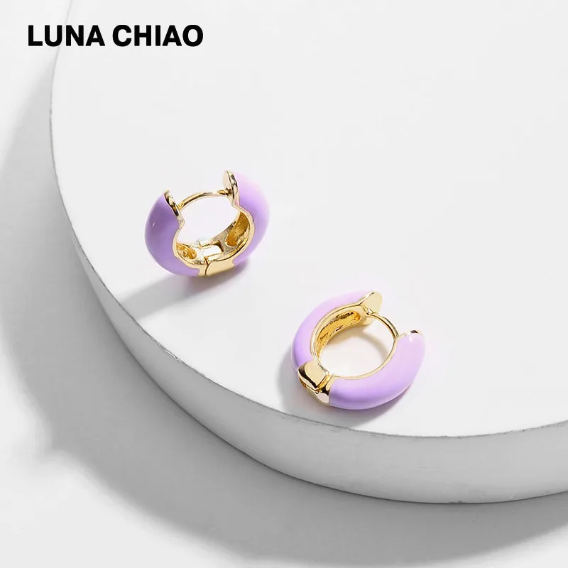 Женские мини серьги кольца LUNA CHIAO популярные эмалированные медные нового дизайна