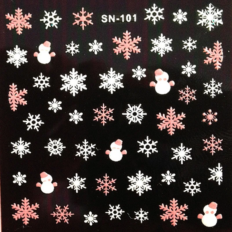 3D Nail Art Tips Christmas Snowman Snowflakes Design Decals Girl Nails Stickers Accessories 789 | Красота и здоровье