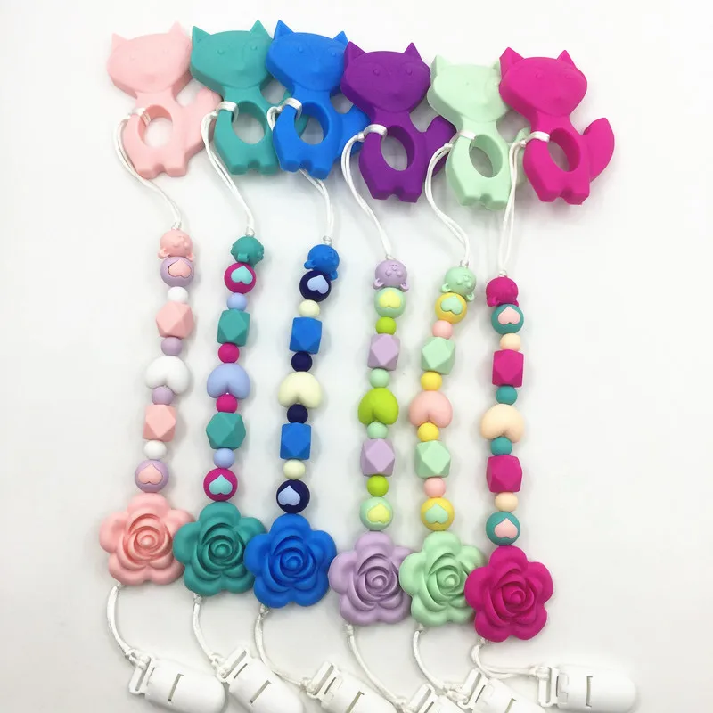 Силиконовые Прорезывания Зубов лиса Ожерелье детские зубы ожерелье Жираф.