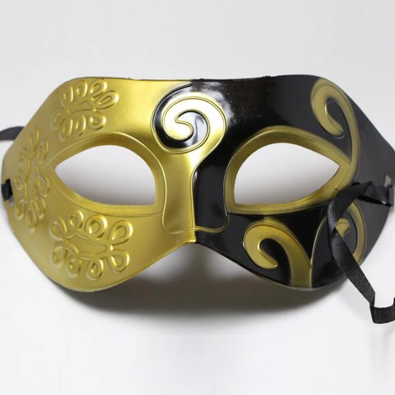 Gold and Black Новинка 1 шт двойной цвет резьба карнавал маскарад Вечерние декоративная маска Шарм жесткий пластик плоская голова Джаз взрослых Маска Год Поставки - Цвет: Gold and Black