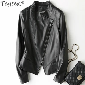 Куртка Tcyeek из 100% натуральной овчины, женские Куртки из натуральной кожи, женская короткая приталенная верхняя одежда на весну и осень, 2020, LWL1456