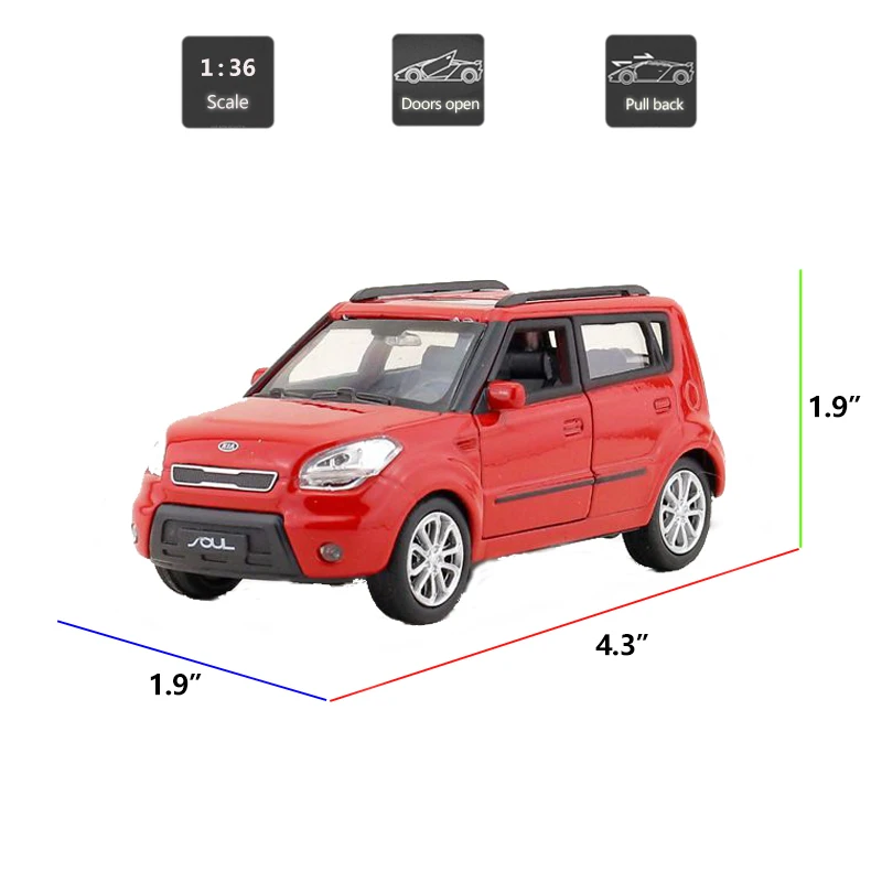 Модель автомобиля HOMMAT Welly 1:36 модель из сплава KIA Soul литой и игрушечный автомобиль