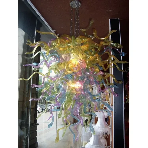 

Contemporary Unique Color Blown Glass Chain Chandelier Lighting