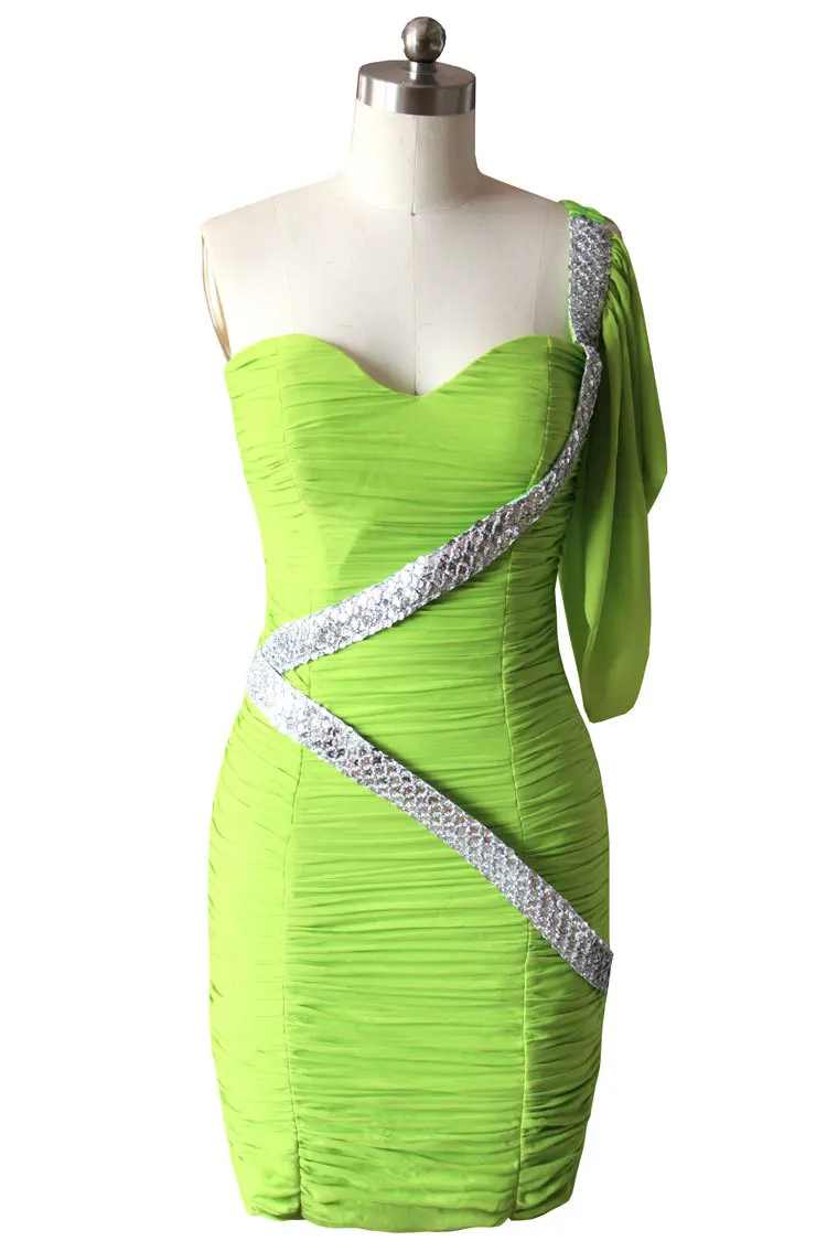 

2017 Sexy Women Summer Bodycon Club Party Dress White Blue Green Red Sequins Celebrity Mini One Shoulder Bandage Dresses