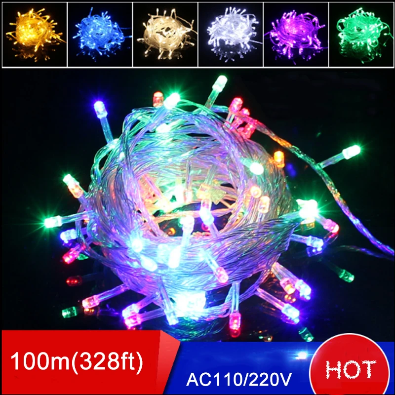 Best price 4pcs LED Christmas Light 100M 600Leds AC220V/110V 42W 9colors RGB white Led String For Tree Lights | Лампы и освещение