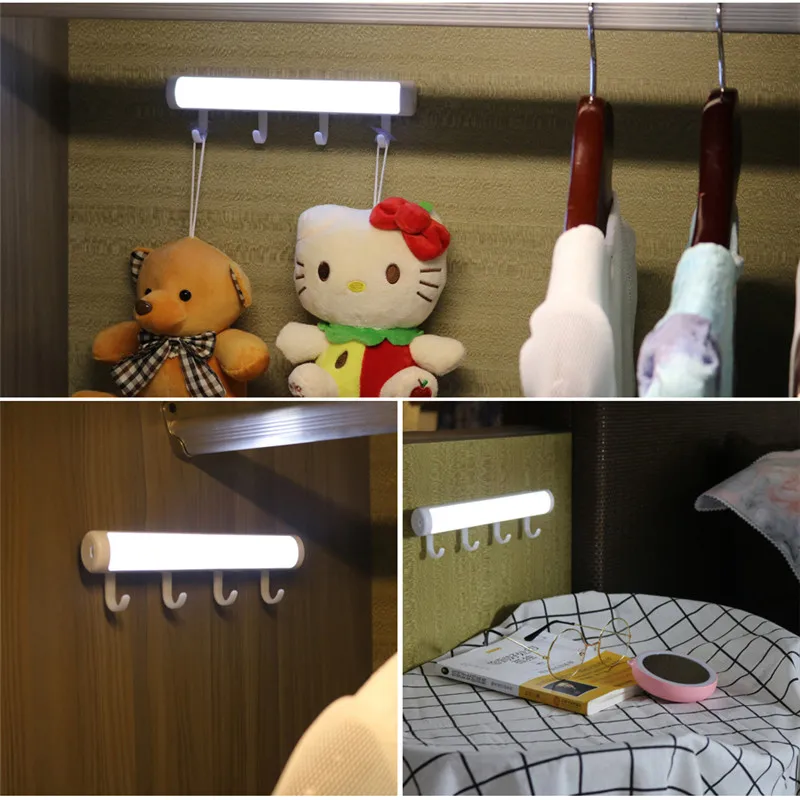 

ZjRight Led USB аккумуляторная батарея PIR датчики шкаф с крючком Авто движения кухня спальня шкаф крытый лестницы Настенные светильники