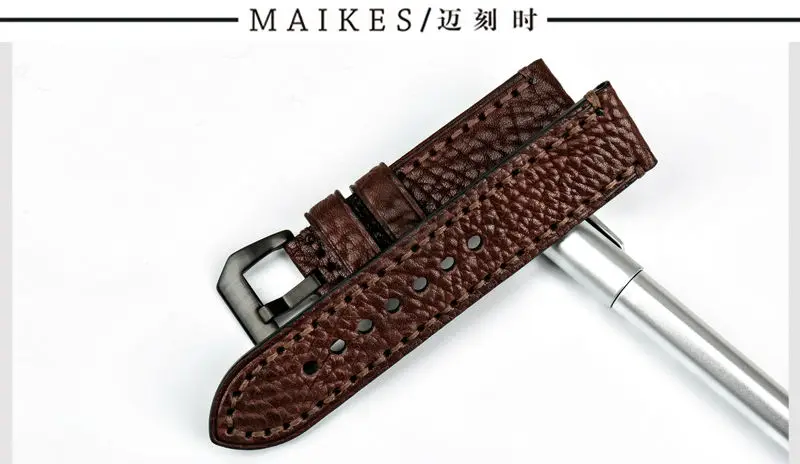 MAIKES новые модные аксессуары для часов 20 22 24 26 мм Итальянские Кожаные Ремешки для наручных часов красный ремешок для часов Panerai браслет