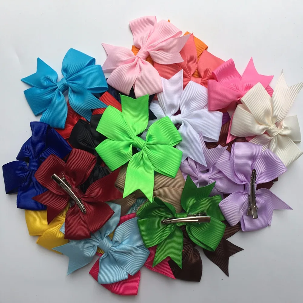 24PCs/lot Hair Bow Clips bands newborn grosgrain ribbon boutique hair bows alligator clips for girls kids A066-6 |