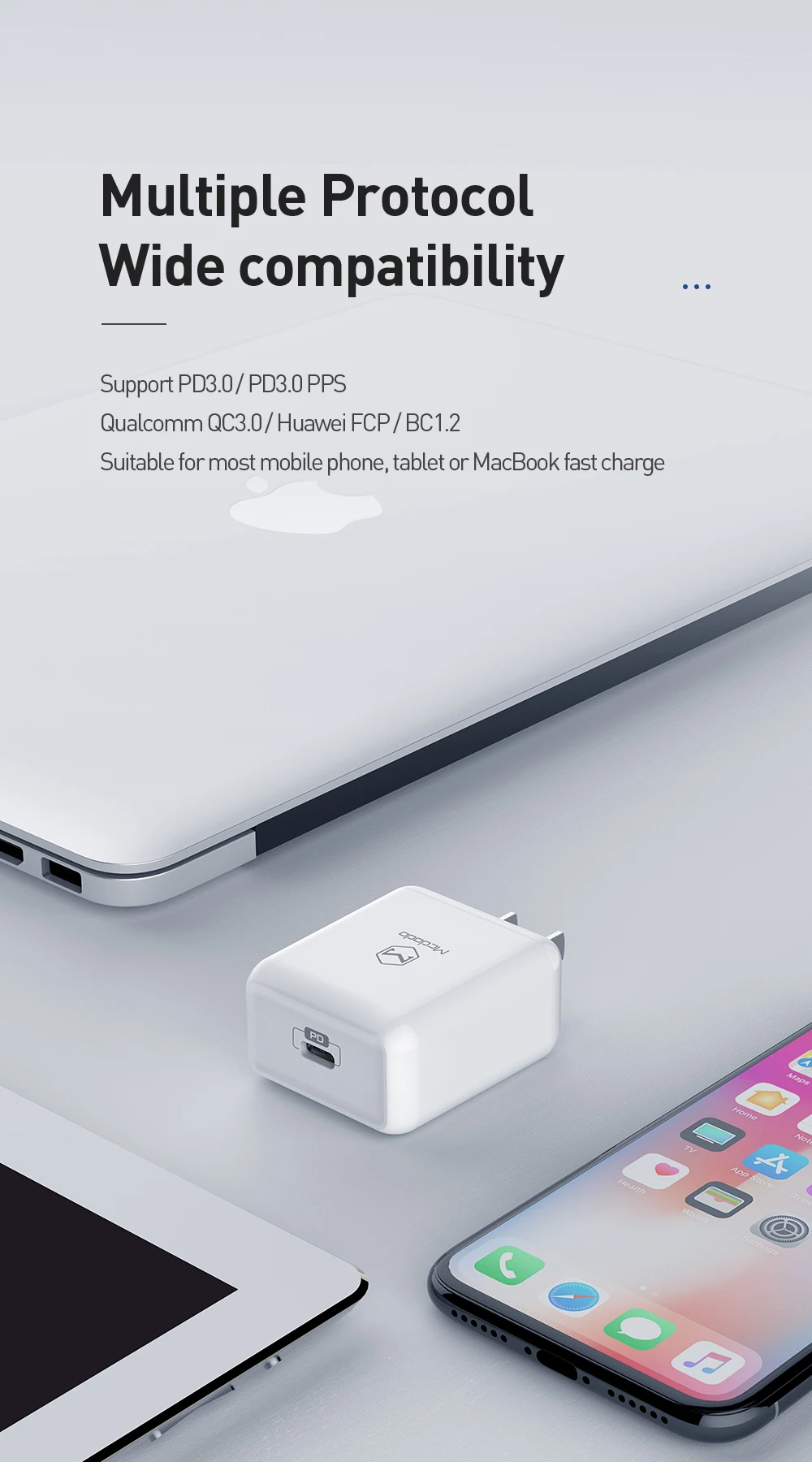 Mcdodo EU/US usb type C PD зарядное устройство 18 Вт адаптер для мобильного телефона Быстрая зарядка USB для MacBook IPhone XS Max samsung Xiaomi huawei