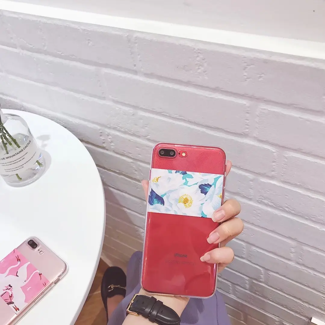 Мультфильм чехол для iPhone 7 Чехол прозрачный силиконовый beatutiful цветы Телефонные