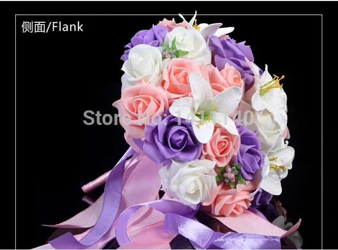 

wedding bride flowers elegant purple Bride stick flower for wedding party decorations bride gifts favors for bride free shipping