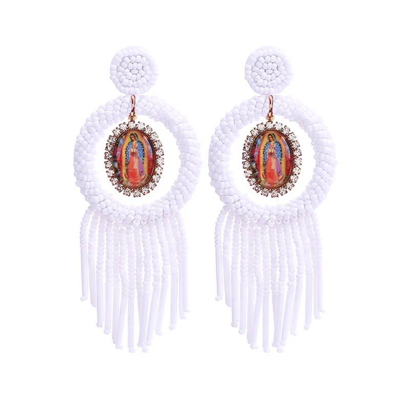 E1178 White Sehuoran бусины птицы бахрома Висячие серьги для женщин Свадебные ювелирные изделия Красочные Кристалл животное кулон бохо серьги-подвески подарки - Окраска металла: E1178 White