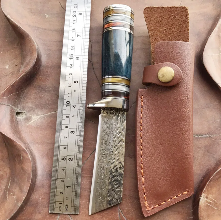 Охотничий нож из дамасской стали чистый ручной Кованый резец с плоской головкой