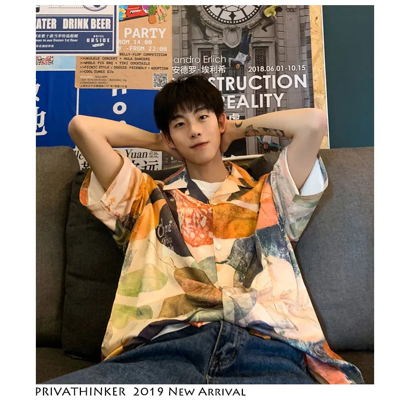 Privathinker Мужская рубашка Харадзюку 2019 модная винтажная уличная повседневная