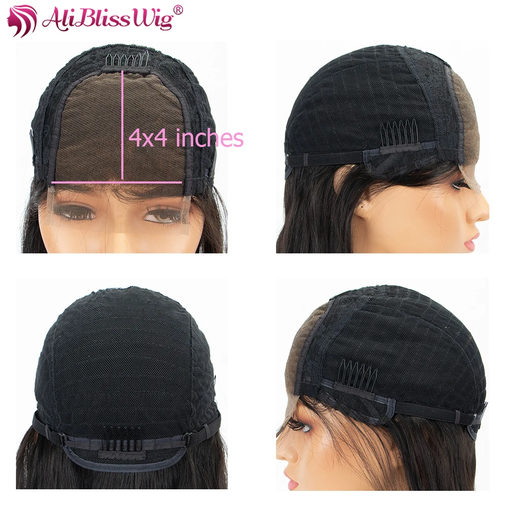 4x4 lace closure wig 13x4 Длинные прямые человеческие волосы парики для черных женщин бразильские волосы Remy фронта шнурка человеческих волос парики 4x4 кружева Закрытие парики предварительно сорвал - Цвет: 4x4 lace closure wig