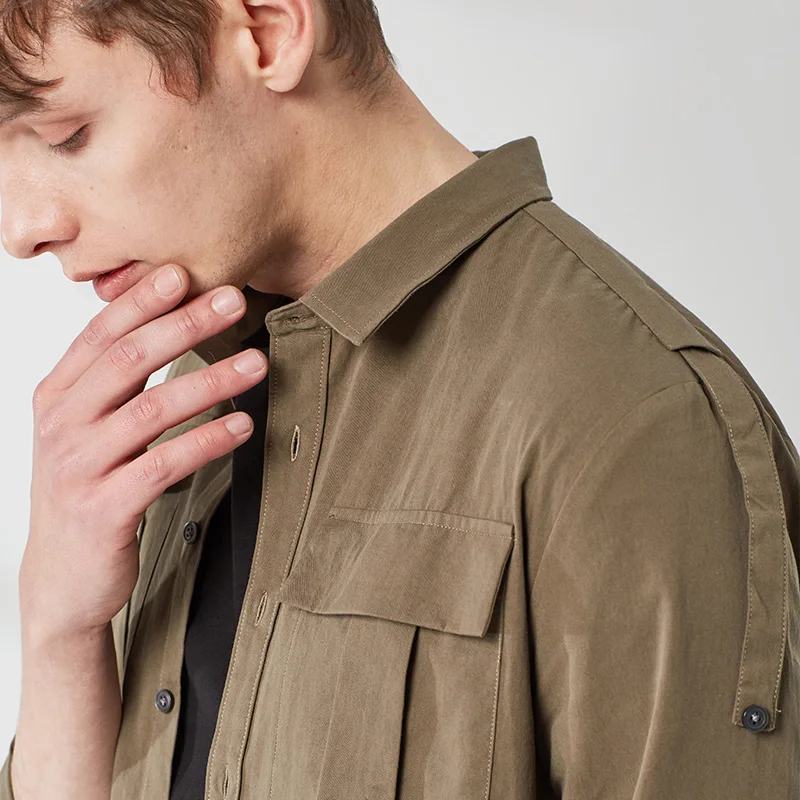 Мужская рубашка Markless Однотонная из 100% хлопка с несколькими карманами для работы