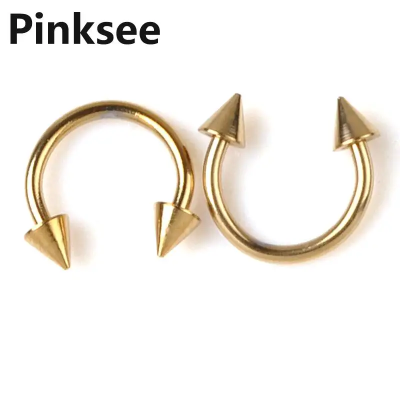 50pcs Lots U Shape Labret Lip Tongue Rings Piercing Gold Titanium Pierce fake nose rings Unisex Fashion Body Jewelry | Украшения и