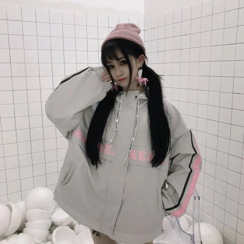 Корейский ulzzang Свободная Женская одежда BF Осенние новые пальто милые Куртки с