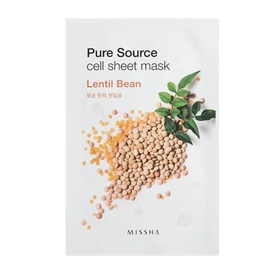 LENTIL BEAN 1pcs MISSHA Pure Source Cell Sheet Mask Face Skin Care Facial Mask Hydrating Anti Aging Whitening Acne Treatment Mask Korea Cosmetics - Цвет: LENTIL BEAN 1pcs
