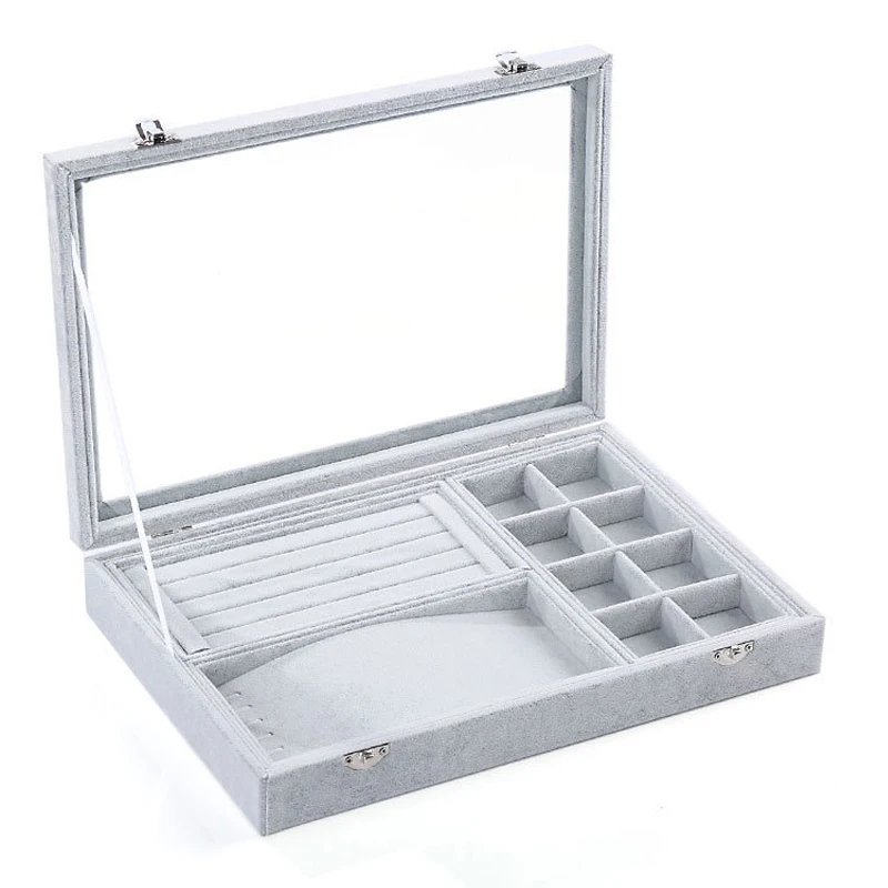 

Portable Jewelry Box Jewelry Display Organizer Storage Gray Color Box Display Holder Case Jewelry Bead Storage Box
