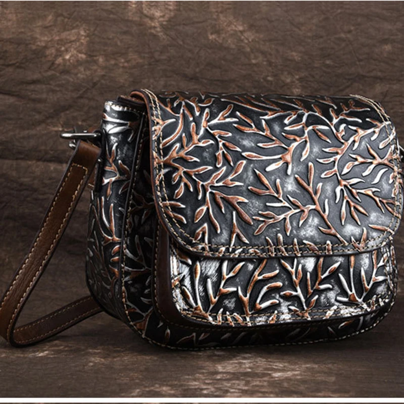 Женская сумка мессенджер через плечо из натуральной кожи винтажная маленькая