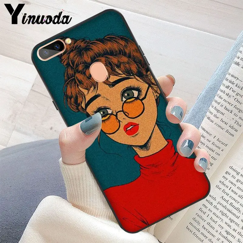 Yinuoda pop comic girl and art TPU Мягкий силиконовый черный чехол для телефона OPPO R17 Neo R11S Plus R9 R9S