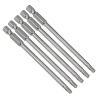 uxcell 5pcs s2 steel 100150mm length t2027102530 14 shank magnetic security torx screwdriver bits for electric hand tools