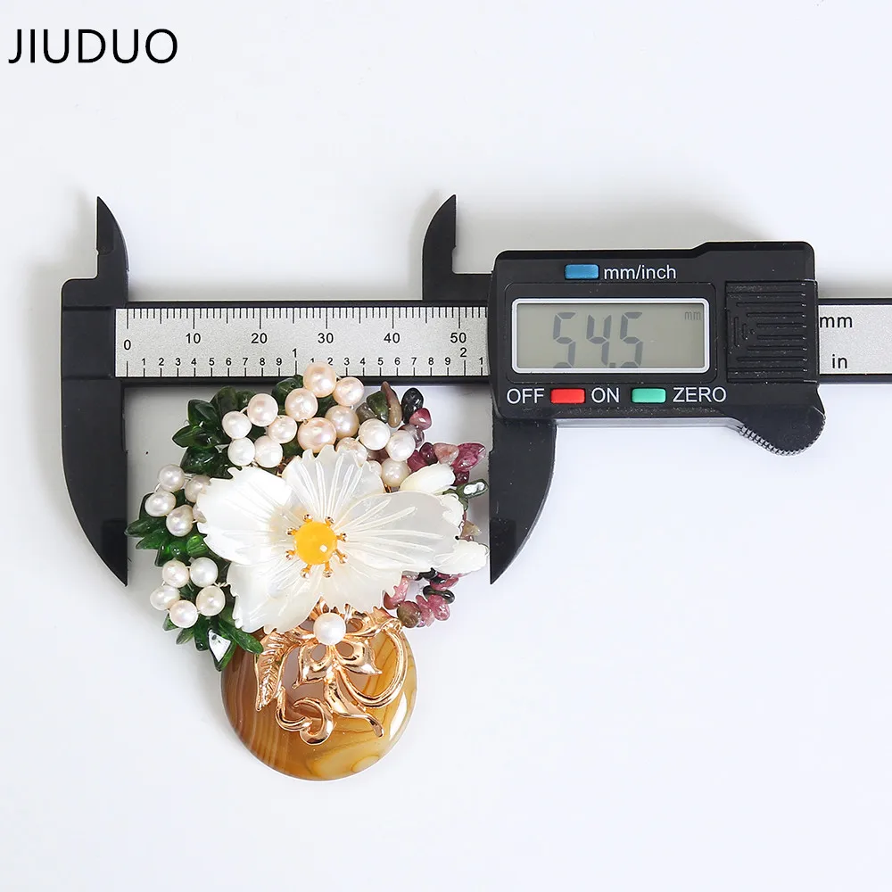 JIUDUO броши с натуральным жемчугом и цветком для женщин 2017 модные из природного