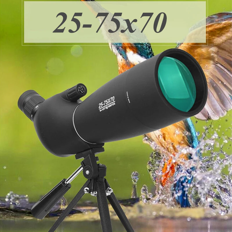 Телескоп с зумом 25-75X70 водонепроницаемый Монокуляр для наблюдения за птицами со