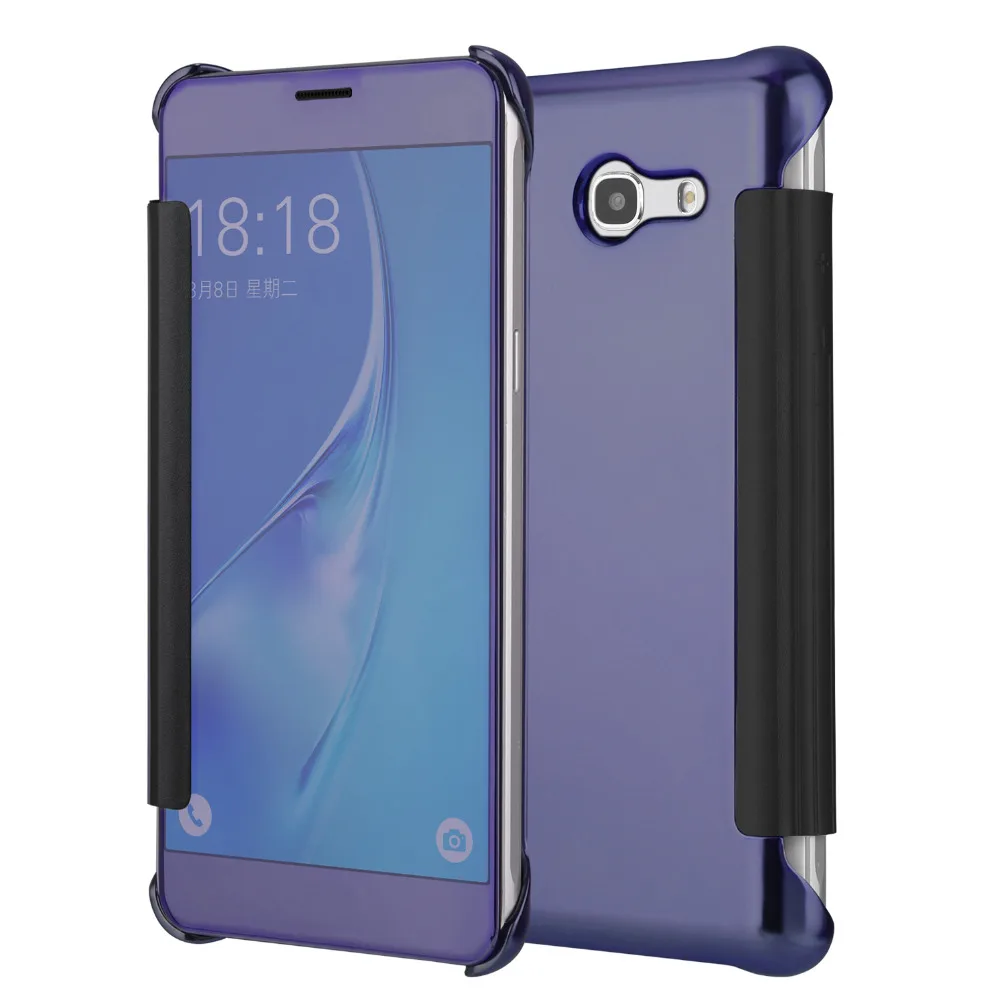 Чехол Leanonus для samsung Galaxy C5 C7 C9 Pro зеркальный флип-чехол умный прозрачный кожаный