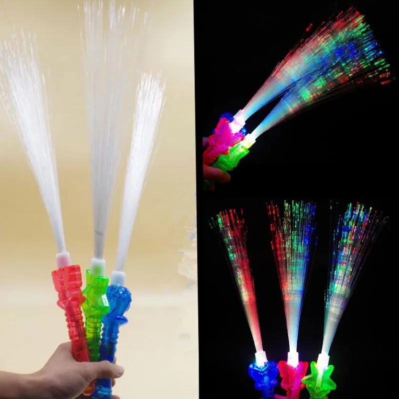

New LED Flashing Fiber Sticks Kids Girls Glowing Sticks Bar KTV Cheering Props Gift Toy Halloween Glow Party Supplies