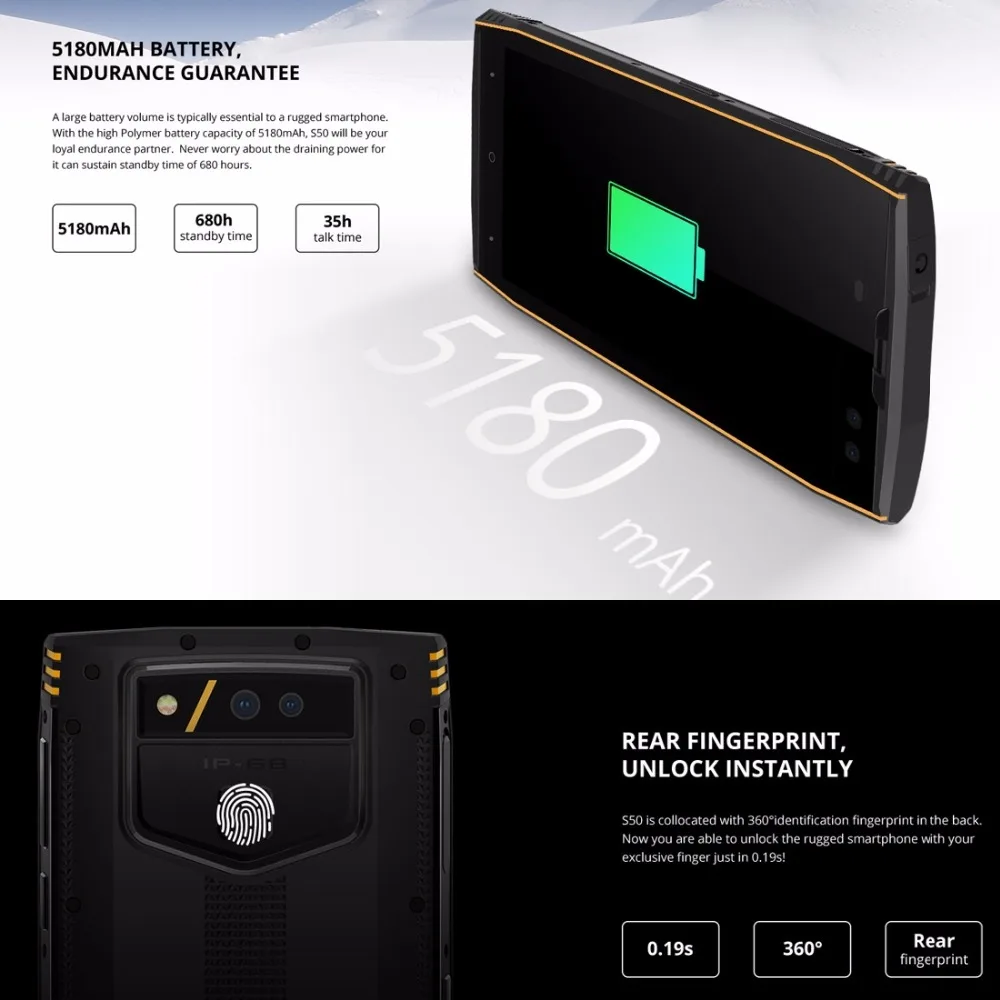 DOOGEE S50 IP68 Waterproof Smartphone 5.7'' 18:9 6GB 128GB MTK6763 Octa Core android 7.1 5180mAh 4 Cameras 16.0MP Rugged Phones |