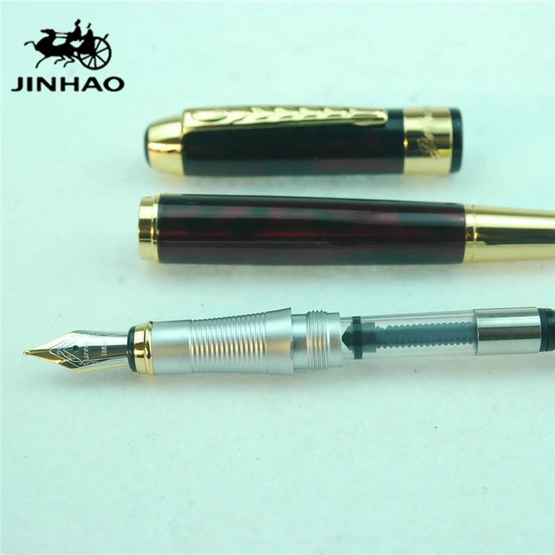 1 шт./лот Jinhao 250 фонтиан ручки красный золото клип Caneta papelaria чернилами Канцелярские