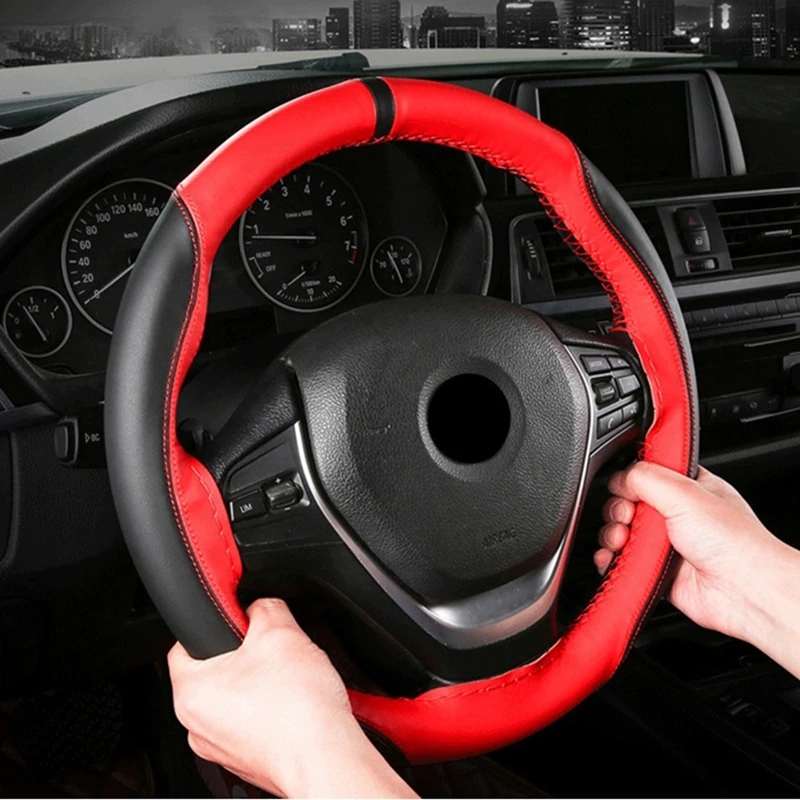 DIY чехол рулевого колеса автомобиля искусственная Кожаная оплетка на руль с иглы