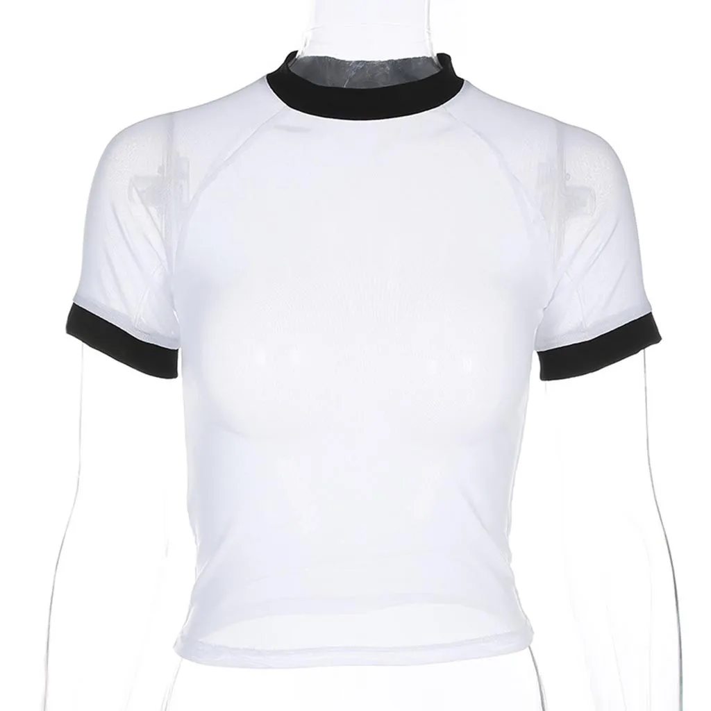 Blusas Mujer De Moda 2019 для женщин сетчатый топ экипажа средства ухода за кожей шеи стрейч