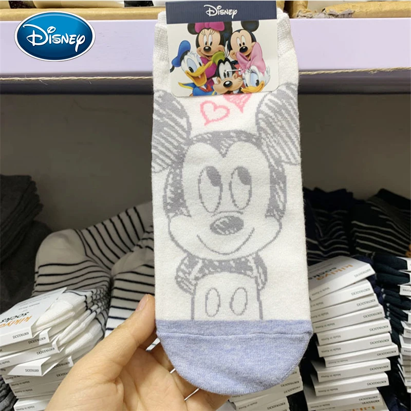 Носки для девочек из мультфильма Disney милые хлопковые носки с рисунком Микки и