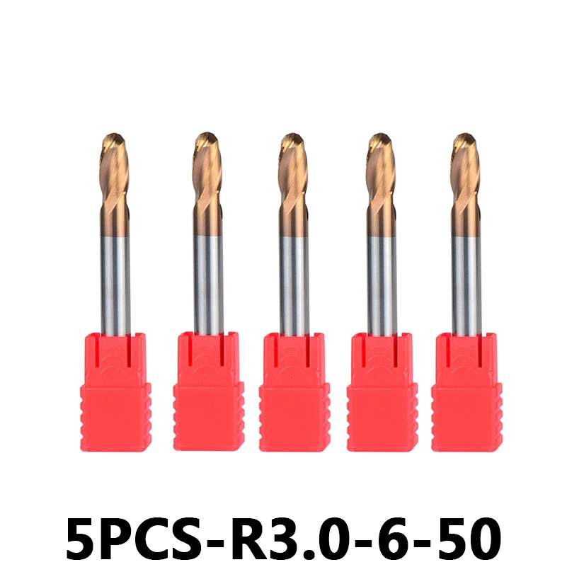 Вольфрамовые стальные шариковые концевые фрезы 5 шт./лот R3 6 50 HRC55 с прямым