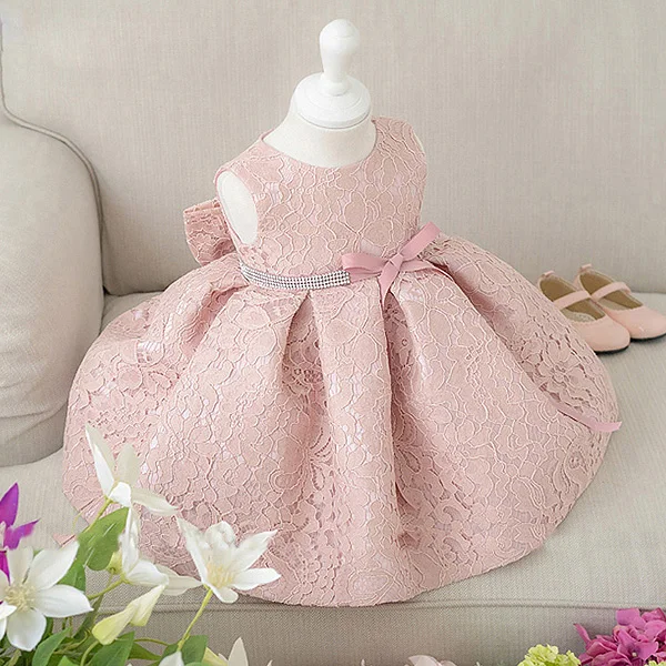 Glitz Pearl Bow Girl Summer Dresses for Wedding Pink/White Flower Dress Party Princess Baby Birthday 1-12Y | Детская одежда и