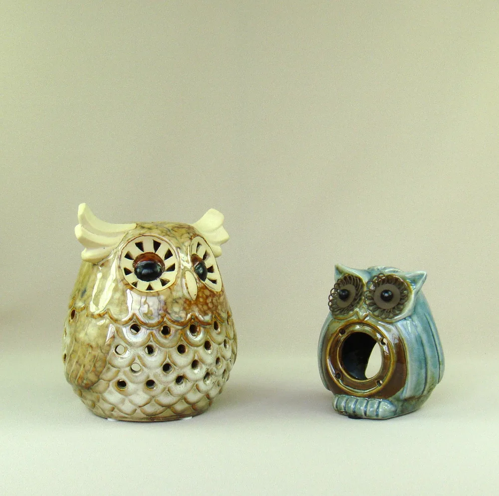 Подсвечник в виде фарфоровой совы миниатюрная декоративная керамика подставка
