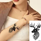 Женские Модные Временные татуировки-наклейки, черные олени, поддельные планеты, татуировки, мужское тело, руки, горы, водонепроницаемые татуировки сделай сам
