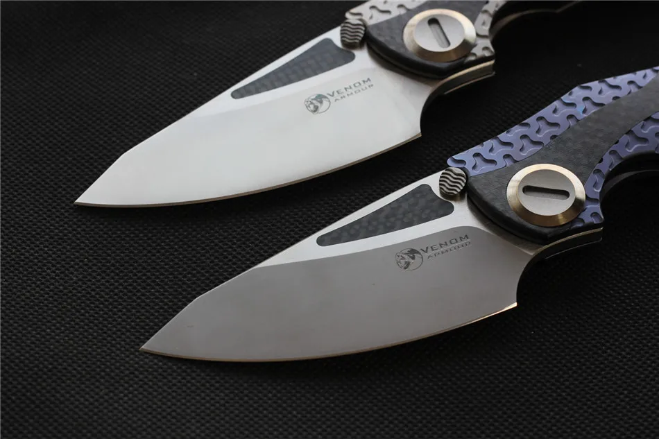 VENOM ARMOUR M390 стальной титановый CF Флиппер Складной нож Открытый Кемпинг Охота