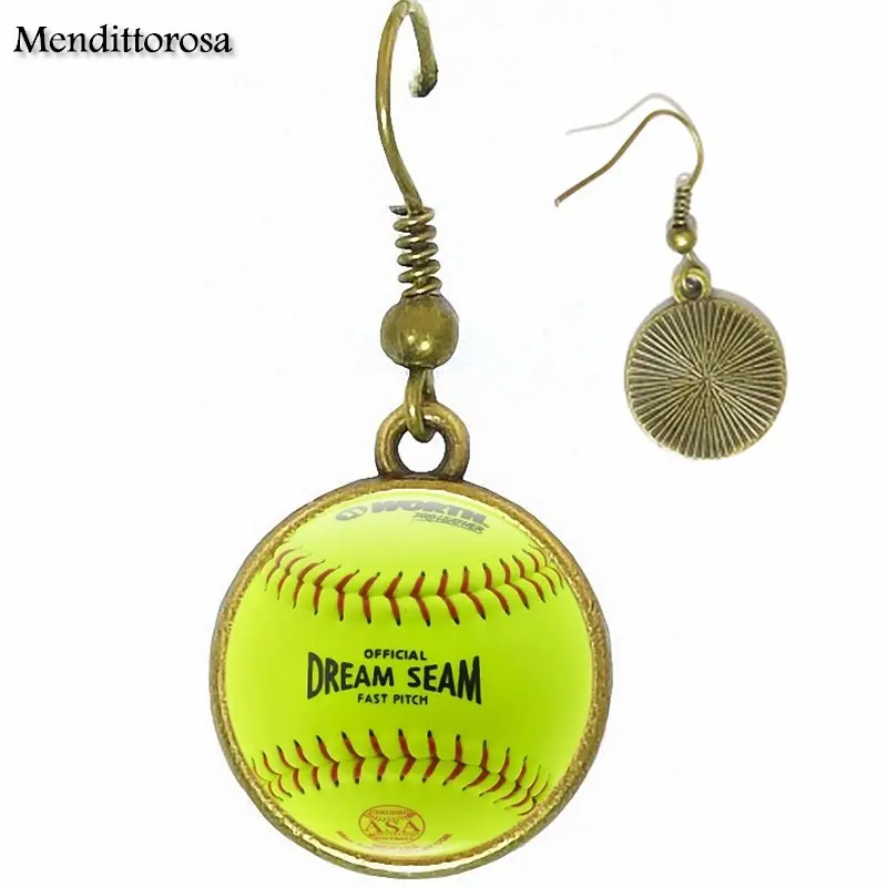 Винтажные Ювелирные изделия с покрытием Softball стеклянный кабошон