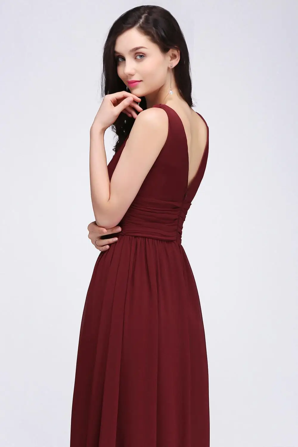 Robe demoiselle d'honneur трапециевидные бордовые шифоновые платья подружки невесты