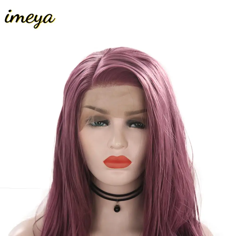 

Imeya 24'' Fashion Pink Orange Purple Lace Front Wig Long Natural Wave Synthetic Lace Front Wigs For Women High Temperature Hair