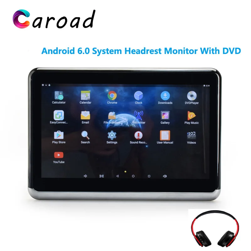 Caroad 10 1 дюймовый Android 6 0 Автомобильный Подголовник DVD монитор плеер HD 1080P видео