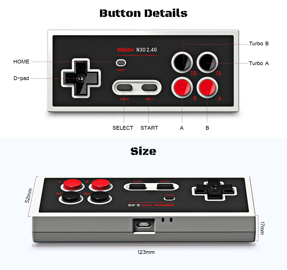 8Bitdo N30 2,4G беспроводной Bluetooth геймпад для NES Classic Edition контроллер беспроводной геймпад приемник Джойстик контроллер
