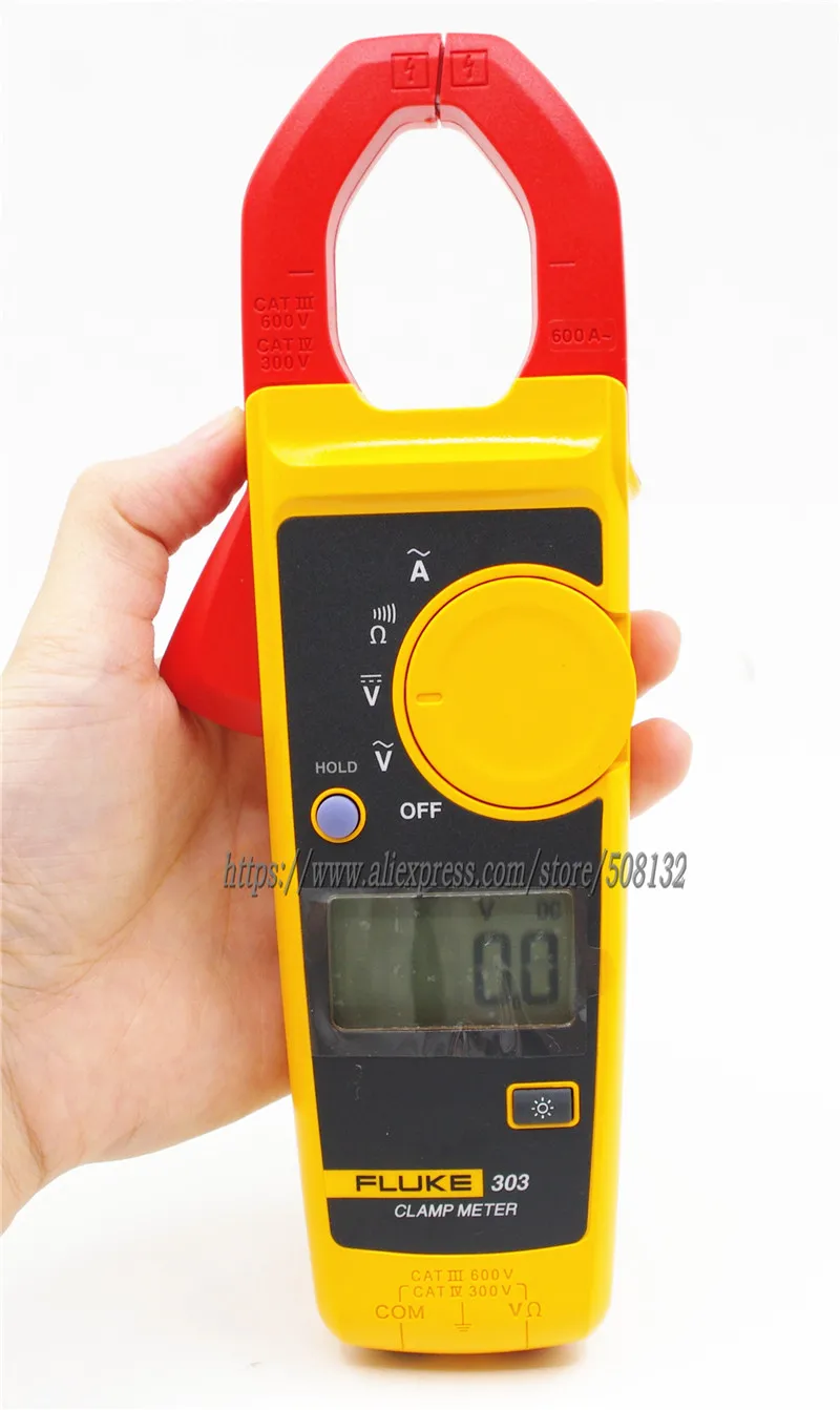 Fluke 303 цифровой клещи мультиметр с KCH16 мягкий чехол AC 600A подсветка дисплея F-303 |