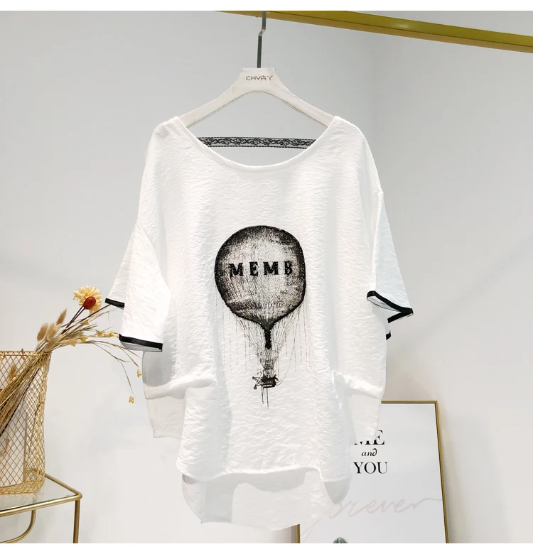 Женская льняная футболка в стиле Харадзюку с коротким рукавом виде листа лотоса